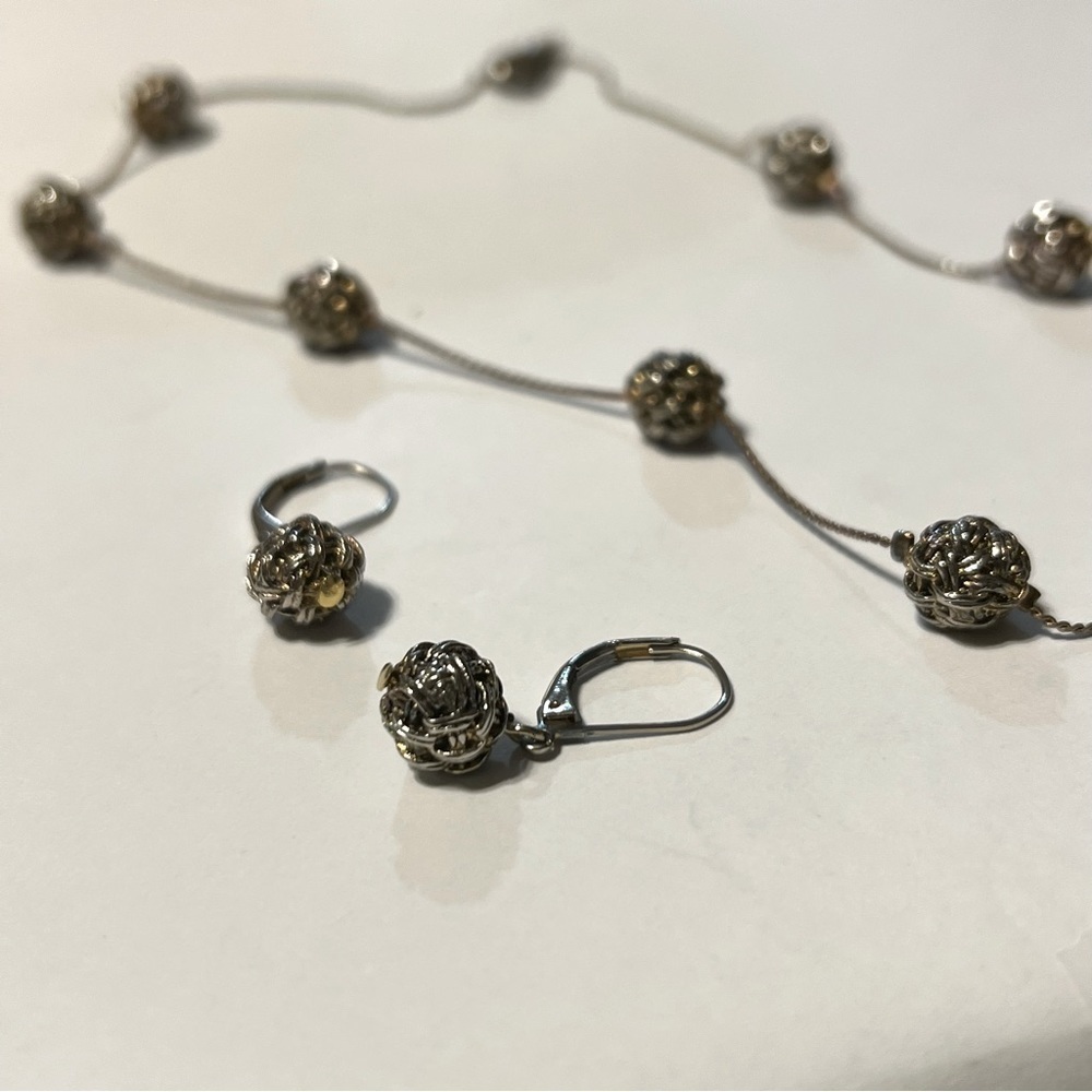 Mixed Metal Necklace and Earrings Set